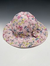 H M Hat 1 1/2 - 4 Y Girls Bucket Hat Sun Pink Butterflies Bow Kids