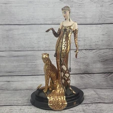 House Of Erte Franklin Mint OCELOT Lady & Leopard Limited Edition Mint