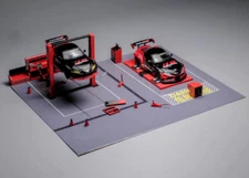 Micro Turbo 1/64 GARAGE- TOOLS - DYNO - LIFT - JACK Diorama Die Cast -RED-