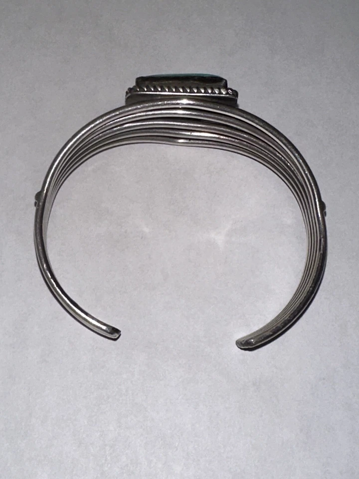 Turquoise Rectangular Stone, Bracelet Cuff, SS 925 - Image 4 of 4