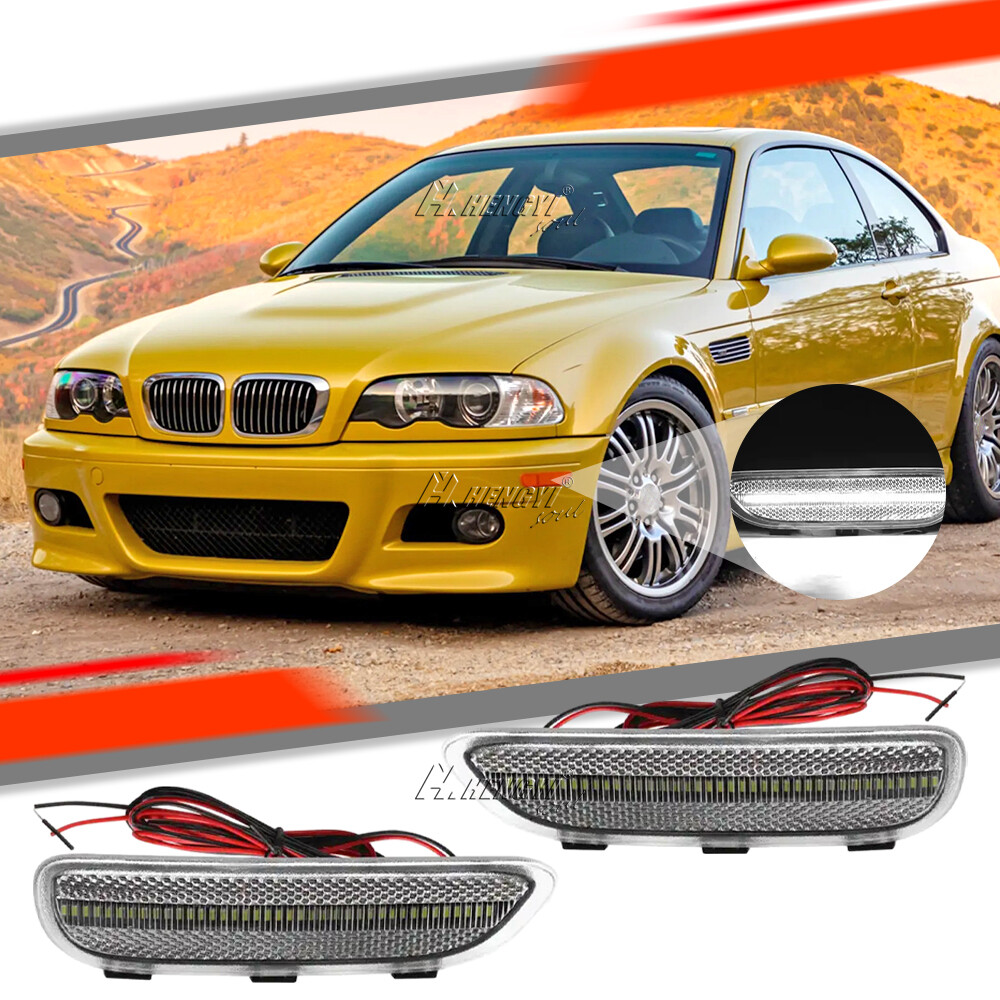 Clear LED Bumper Side Marker Light For 1999-2003 BMW E46 2D Coupe