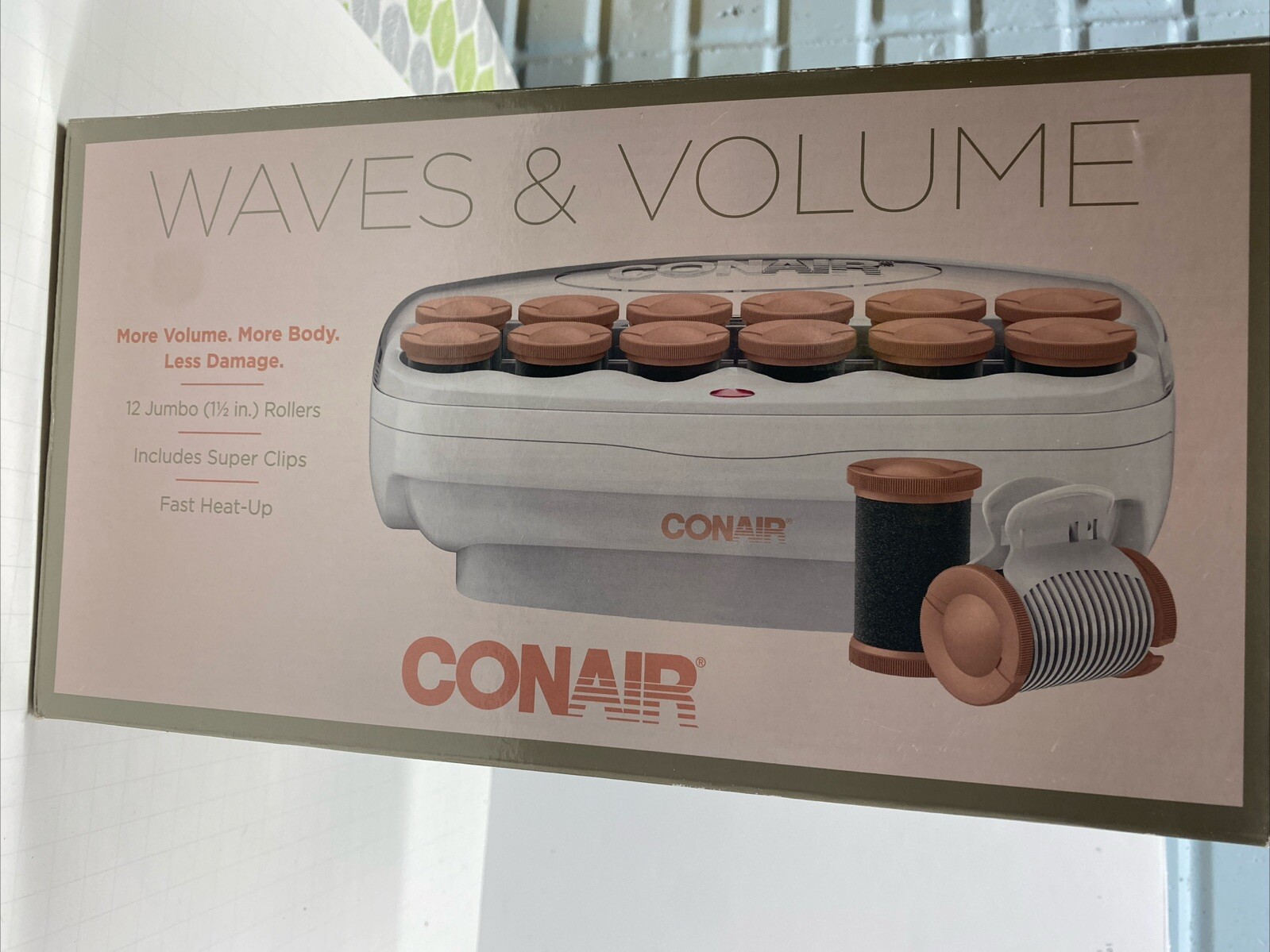 Conair Big Curls and Waves Jumbo Ceramic Hot Rollers With Bonus Super Clips Pink