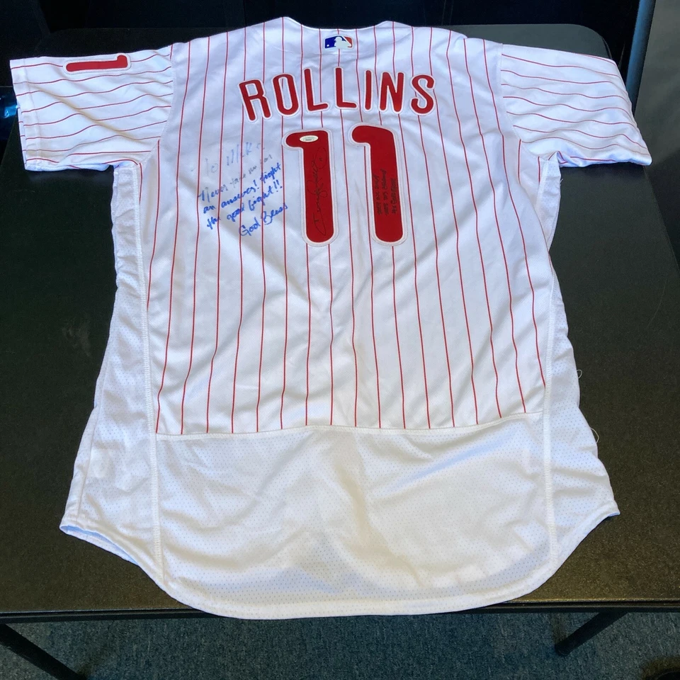 Jimmy Rollins 2008 World Series MVP Signed Inscribed Phillies Jersey JSA COA - Image 2 of 4