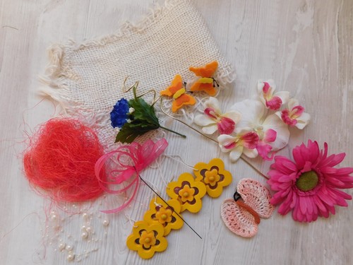Konvolut Floristik, Basteln, Reste, Frühling, Jute, Deko, Naturmaterial, Ostern