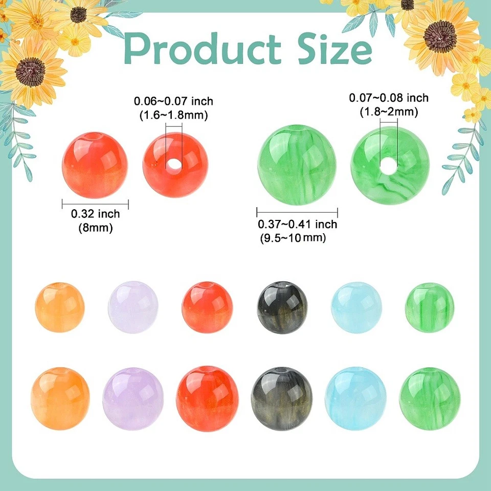 280x Cuentas Espaciador Ojo de Gato Cuentas Resina Redondas para Pulsera Collar Fabricación de Joyas Foto 3 de 4