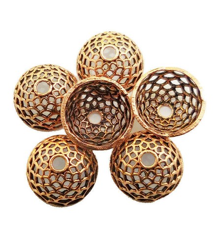 8 Capuchons De Perles Bali Cuivre Massif 14x7 Mm - Fins Antique 279 SBI-568