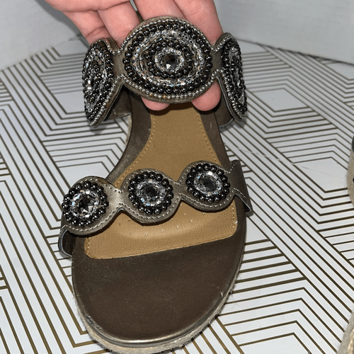 Sandali donna Solesensability taglia 8 oro Kohl's espadrillas zeppa perline fata - Foto 8 di 11