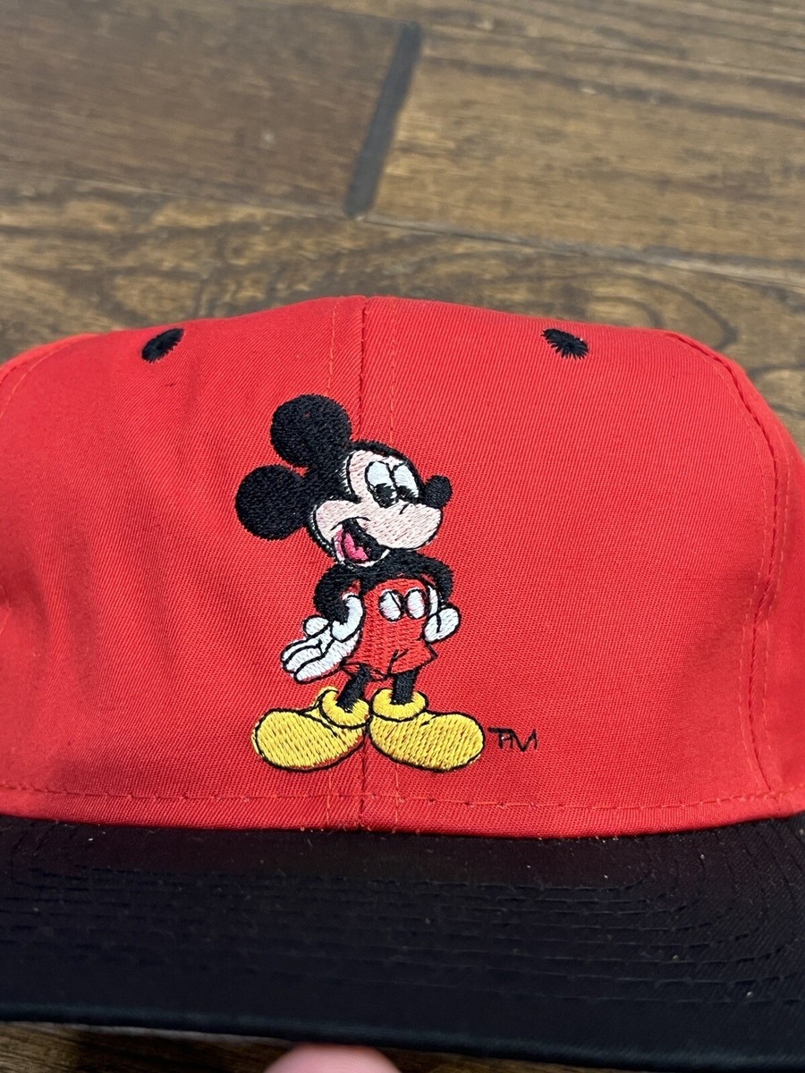 VTG Mickey Mouse Disney Snapback Hat Mens Red 90s Unlimited Walt