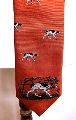 Seaward & Stearn-Rust/Multi w/Pointer Dogs-English Woven SIlk-Club Tie-EUC