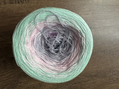 Bobbel Farbverlaufsgarn 3-fädig - 1200 mll - grün/rosa/grau