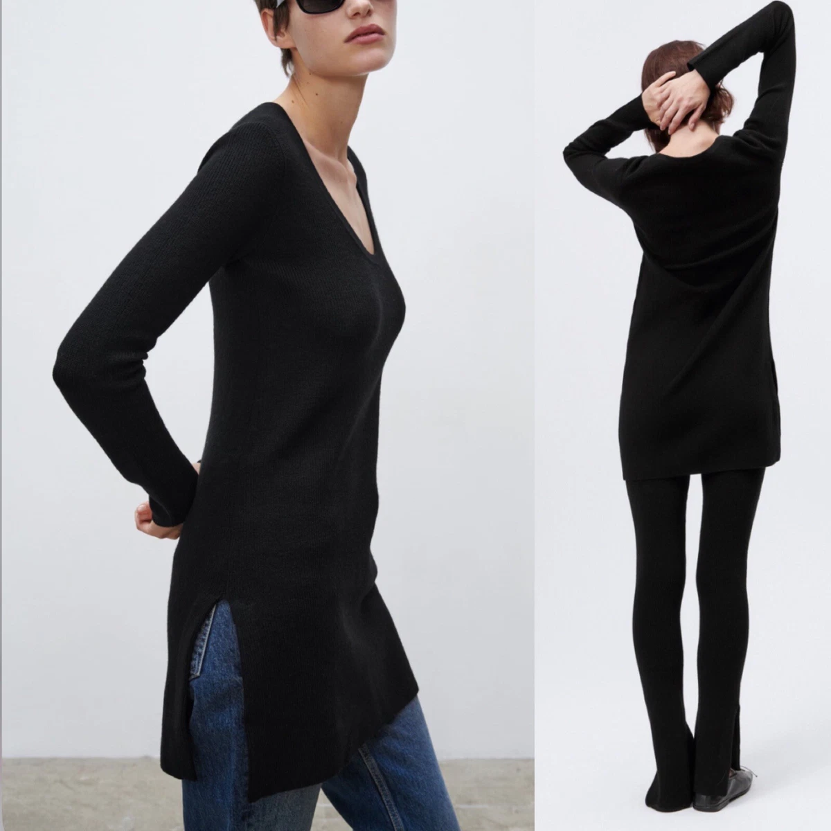 Long sweater with side slits best sale zara