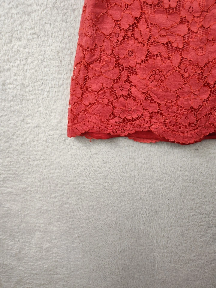 Saia Bebe Feminina 0 Vermelha Mistura de Algodão Renda Floral Cintura Média Ajuste Regular Mini Comprimento - Imagem 4 de 4