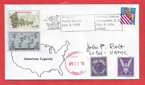John Bolt USMC Naval Aviator WW 2 & Korea War SIGNED Patriotic Cover 1996/'10