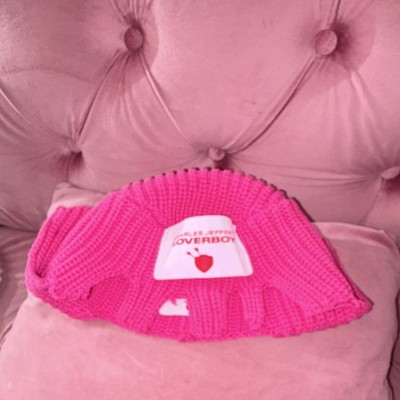 Charles Jeffrey LOVERBOY Pink Knit Logo Beanie Hat Women s One Size F/W