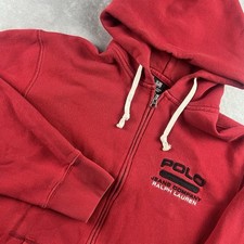 Vintage Polo Jean Co Ralph Lauren Full Zip Red Embroidered Hoodie Size XL Preppy