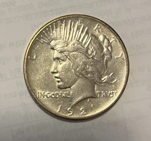 1921 AU+ Details High Relief Peace Silver Dollar