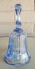 Fenton Art Glass Light Blue Bell Hand Painted Floral Ribbed Scalloped Rim Signed