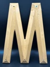 VINTAGE 13.5” Tin Signage Gold Letter “M” or “W” Distressed Salvage Decor Rustic