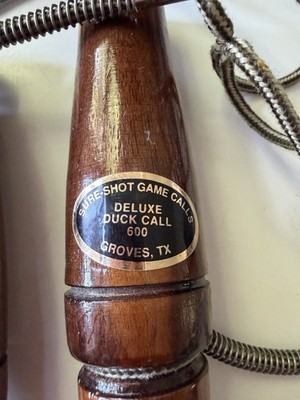 Vintage Sure-Shot Antique Deluxe Duck Call #600 Groves, Texas Hunting Wild Game
