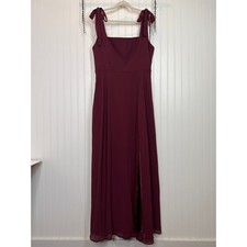 NWOT Lulus Love Me Forever Burgundy Tie-Strap Square Neck Maxi Dress Size L