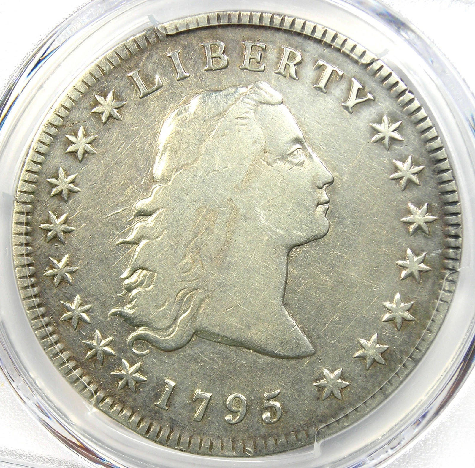 1795 Flowing Hair Silver Dollar $1 Coin - Certified PCGS Fine Details - Rare!