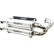 Trinity Racing Stage 5 Dual Exhaust System-Brushed Muffler for 2019 Polaris RZR