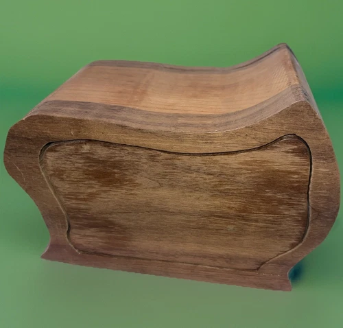 Woiden Bandsaw Jewelry Trinket Box With Drawer 7.5” X 6-1/8” Tall X 4.2”