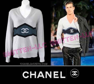 $3,400 CHANEL 09C CC Logo Cashmere Pullover SWEATER  * FR 46 / MENS L