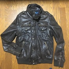Used Polo Ralph Lauren Leather Jacket Size M Brown Color O