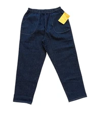 QVC Denim & Co. 1X Regular Indigo Striped Flat Front Denim Side Pocket Pant