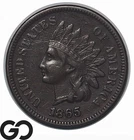 1865 Indian Head Cent Penny, AU++, Better Date