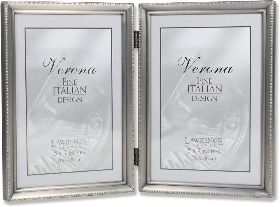 Pewter 5x7 Double Picture Frame with Velvet Backing - Image 2 of 3