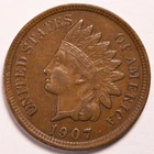 1907 Indian Head Penny Cent Extremely Fine (XF)