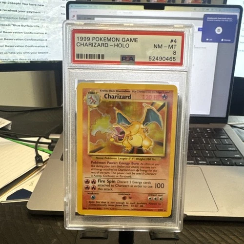 1999 POKEMON BASE SET UNLIMITED #4 CHARIZARD-HOLO PSA 8
