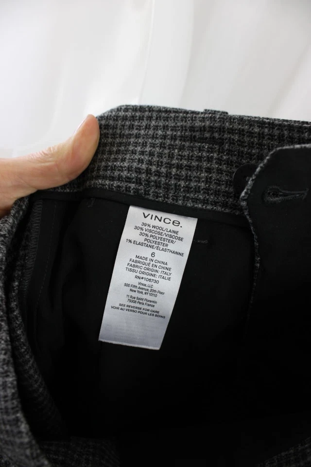 Vince Women's Gray Black Print Wool Blend Wide Leg Pants Size 6 - Image 4 of 4