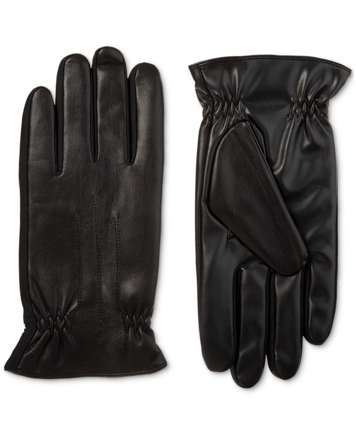 Isotoner Signature E5044 Men' Insulated Faux-Leather Touchscreen Gloves Black MD