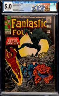 Fantastic Four #52 Stan Lee Kirby 1st Black Panther CGC 5.0 Marvel Comics 1966