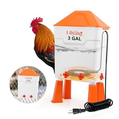  Heated Chicken Waterer 3 Gallon, Efficient and   Reliable Chicken Water 