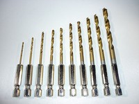 10 Tlg. Bit-Bohrer Set 1,5 - 6,0Mm Hss-Titan