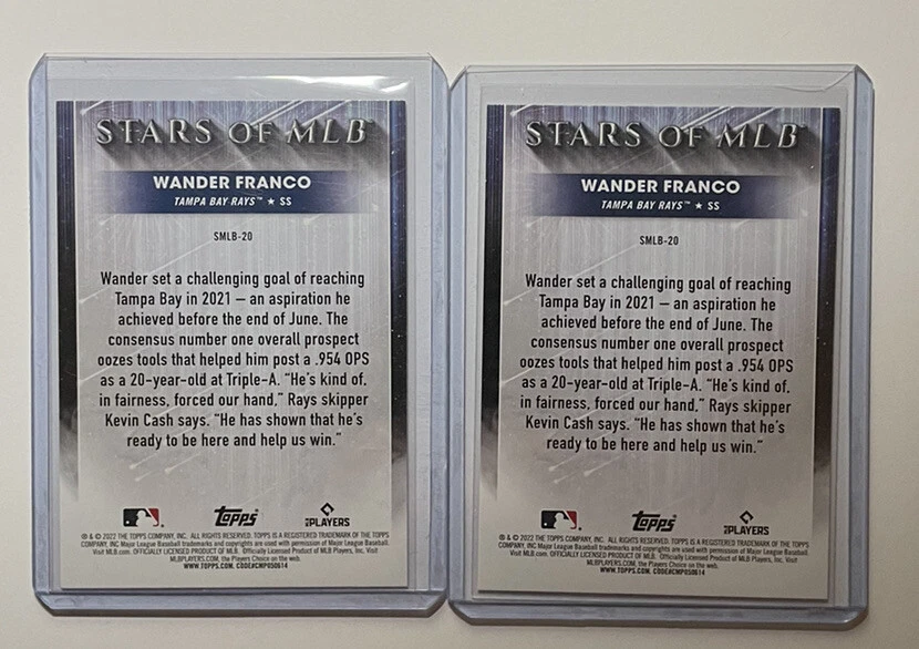 2022 Topps Series 1 Wander Franco Stars Of MLB Lot of 2 #SMLB-20 Tampa Bay Rays - Image 2 of 2