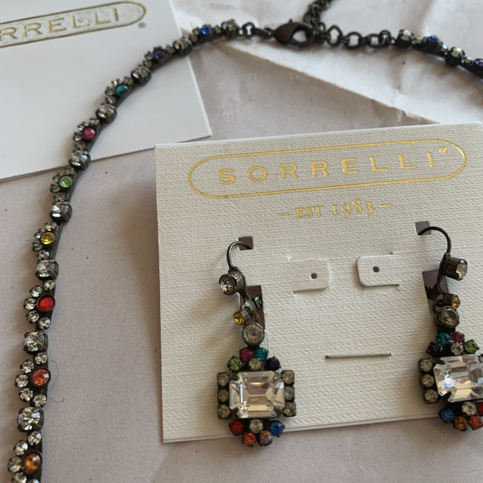 Sorrelli Retired Statement Multicolor Necklace &E… - image 5