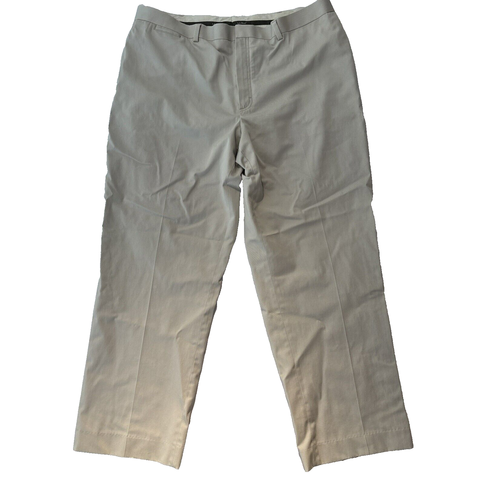 LL Bean Pants Mens 46x30 Classic Fit Khaki Chino Wrinkle-Free Flat Front Tan