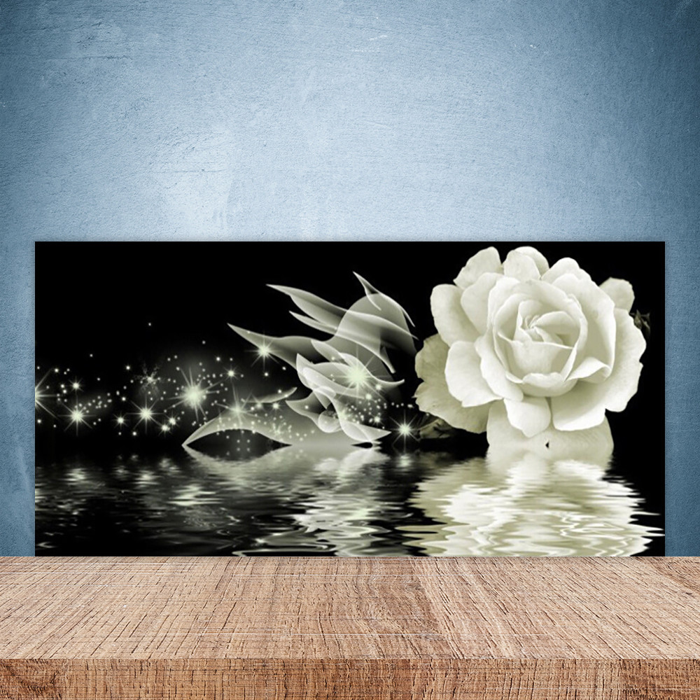 Crédence de cuisine en verre de sécurité 100x50 cm avec panneau décoratif Floral Rose