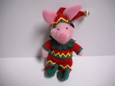 Disney Store Christmas Elf Piglet 9.5" Bean Bag Plush Adorably Cute Very Nice 