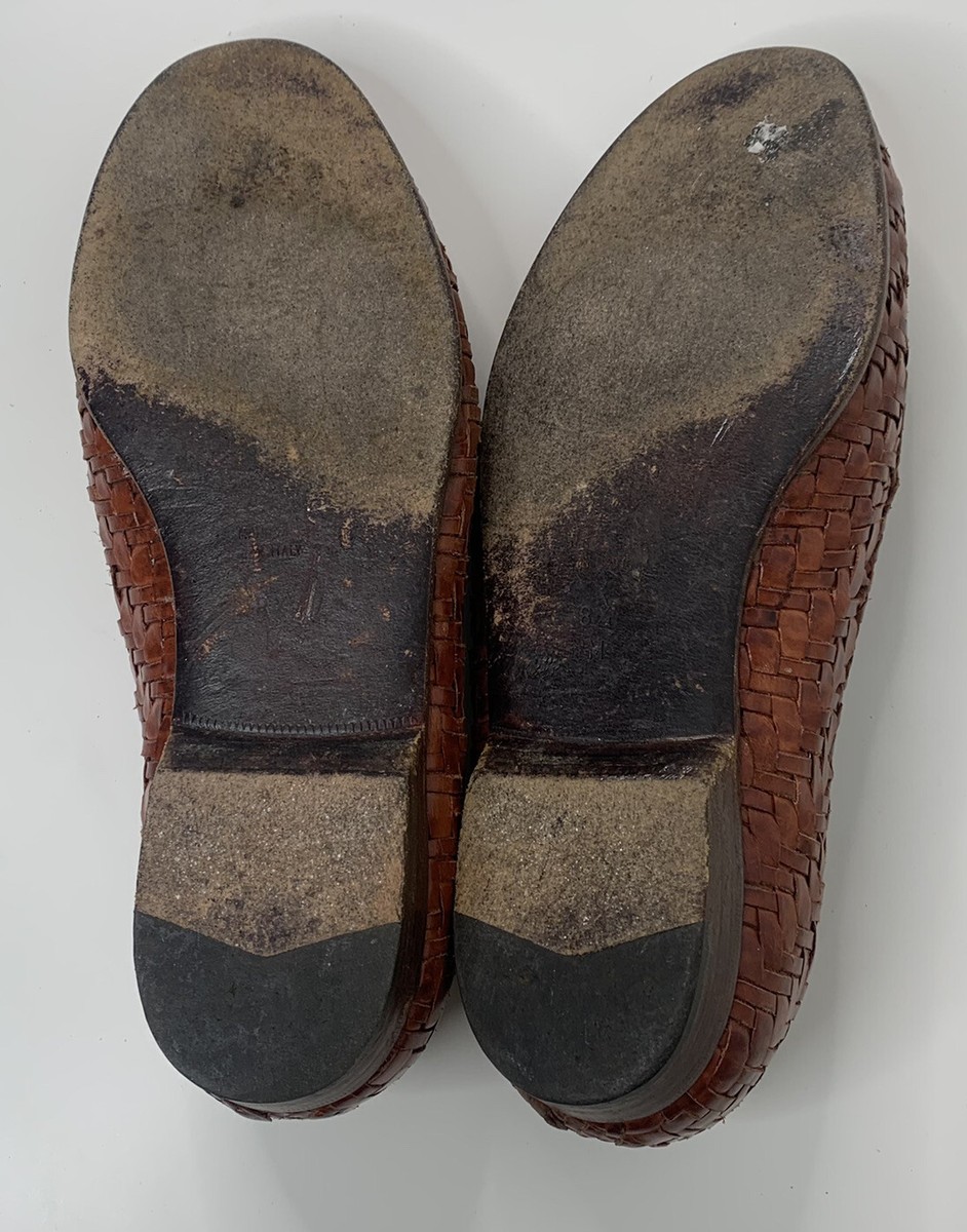 Vintage Marco Evani Mens size 8.5 brown leather woven loafer 