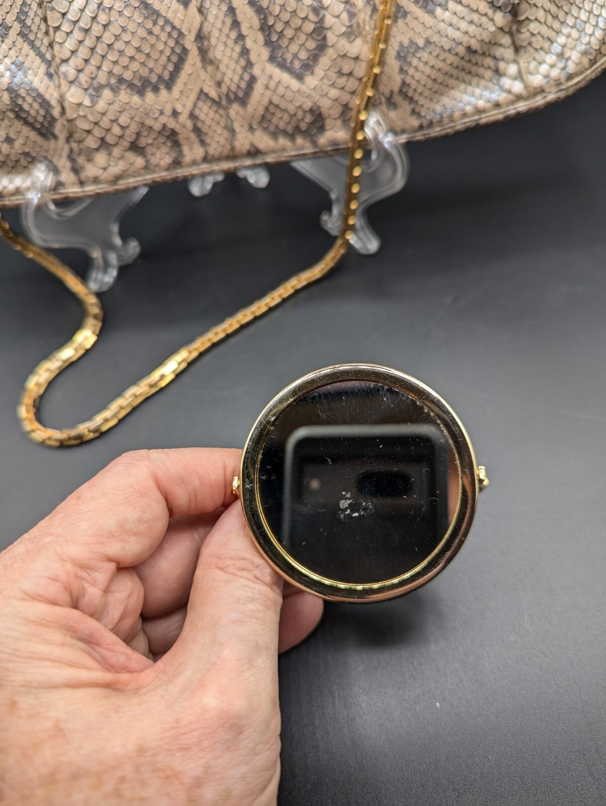 Judith Leiber Couture Python Clutch/Crossbody Cha… - image 3