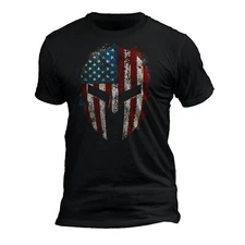 American Spartan USA Flag Patriotic Tactical Men's T-Shirt