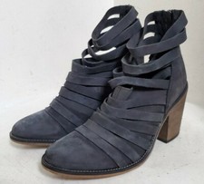 Free People Hybrid Stacked Heel Strappy Ankle Boots Booties 39 US9 Black