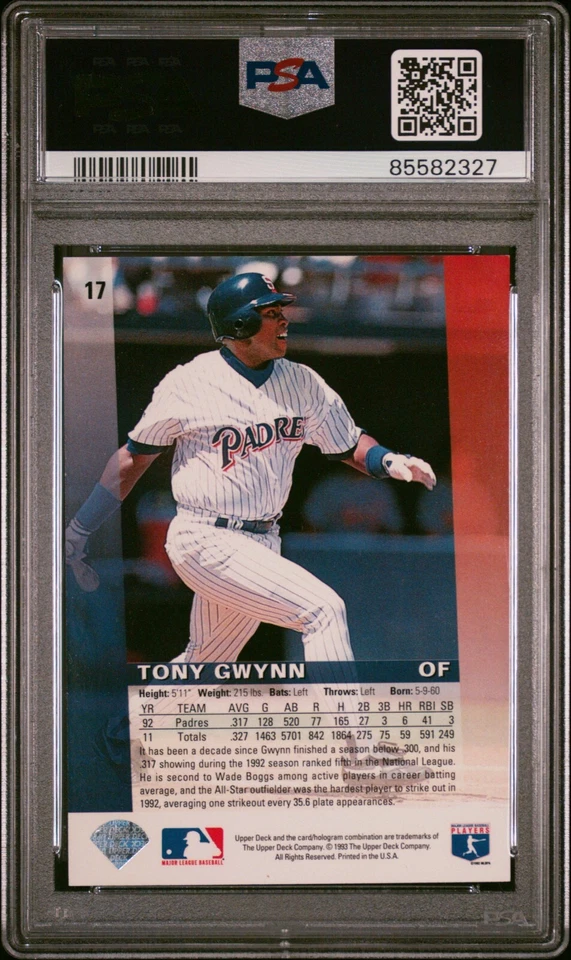 1993 Upper Deck Diamond Gallery TONY GWYNN #17 - MINT PSA 9 - Pop=2 None Higher - Image 2 of 2