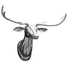 Hirsch Deko-Geweih aus poliertem Aluminium 49x39x18cm Trophäe Wanddeko